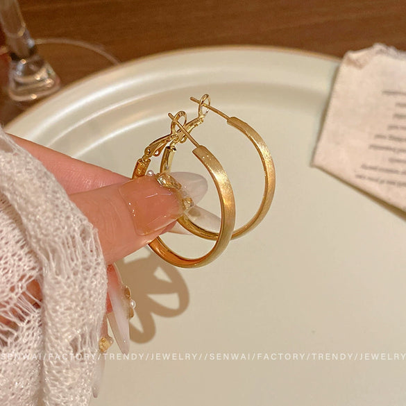 Alloy Geometric Frosted Women's Earrings With Electroplating