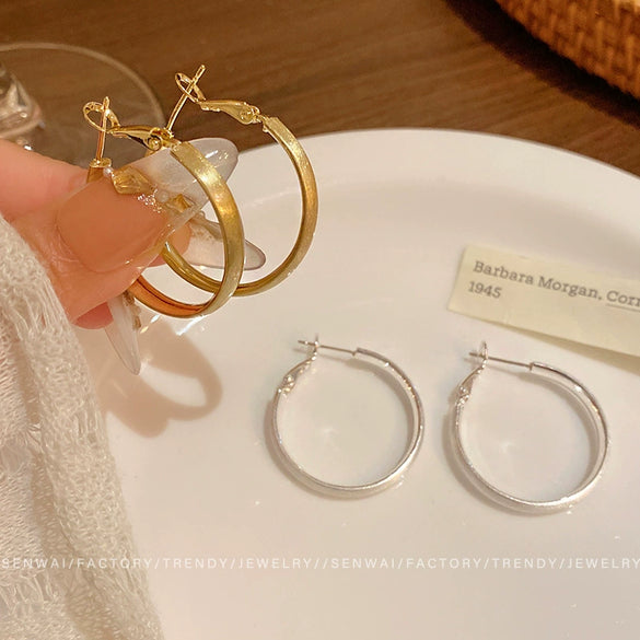 Alloy Geometric Frosted Women's Earrings With Electroplating