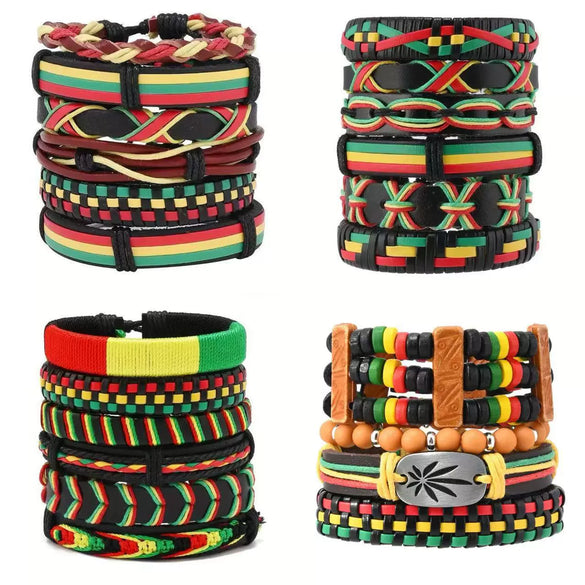 Alloy Geometric Hand Knitted Vintage Style Loop Maple Leaf Multilayer Bouncing Rope Bracelet