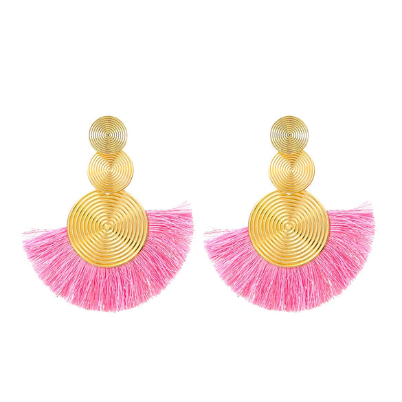 Alloy Geometric Handmade Tassel And Fanshaped Earrings For Women
