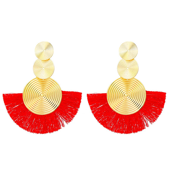 Alloy Geometric Handmade Tassel And Fanshaped Earrings For Women
