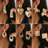 Alloy Geometric Heart Electroplating Pleated Lace Asymmetrical Petal Women's Earrings
