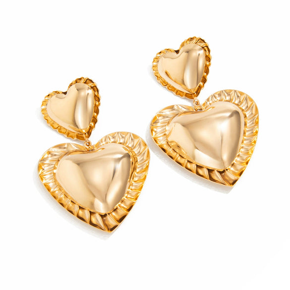 Alloy Geometric Heart Electroplating Pleated Lace Asymmetrical Petal Women's Earrings