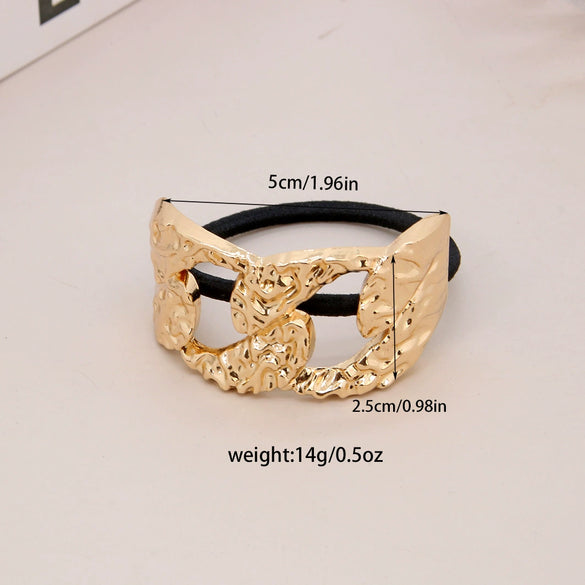 Alloy Geometric High Elastic Bow Hair Rope Hair Accessories Electroplated