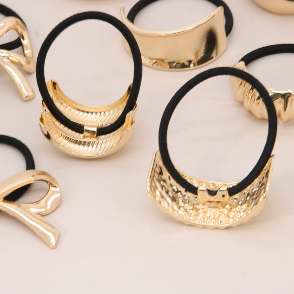 Alloy Geometric High Elastic Bow Hair Rope Hair Accessories Electroplated