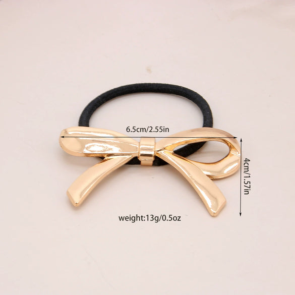 Alloy Geometric High Elastic Bow Hair Rope Hair Accessories Electroplated