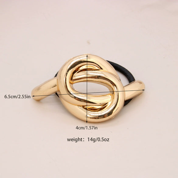 Alloy Geometric High Elastic Bow Hair Rope Hair Accessories Electroplated