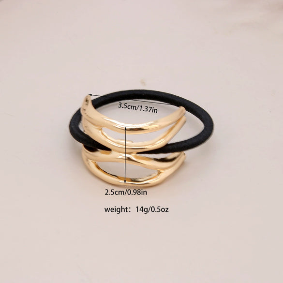 Alloy Geometric High Elastic Bow Hair Rope Hair Accessories Electroplated