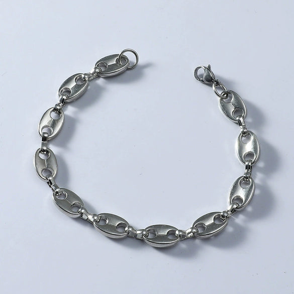 Alloy Geometric Hip Hop Personality Charm Jewelry Set With Cuban Chain Bracelet And Necklace