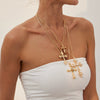 Alloy Geometric Hiphop Style Cross Pendant Necklace With Electroplating And Metallic Chain For Men And Women