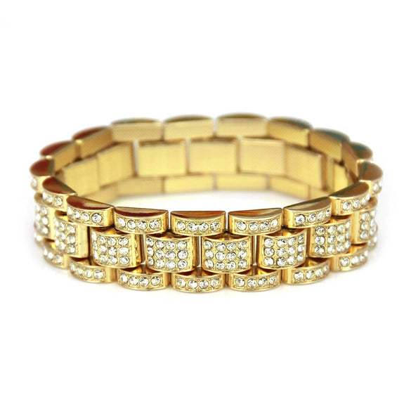 Alloy Geometric Hiphop Style Men's Diamondencrusted Bracelet Jewelry Supply