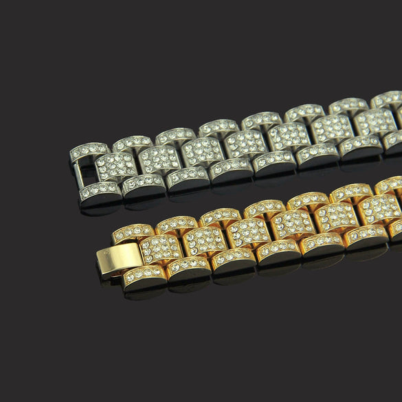 Alloy Geometric Hiphop Style Men's Diamondencrusted Bracelet Jewelry Supply