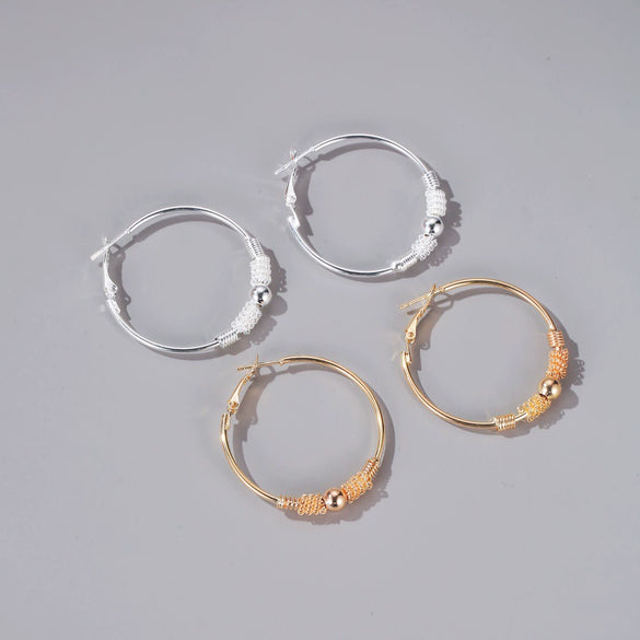 Alloy Geometric Hollow Circle Electroplating Women's Wrapped Beaded Earrings