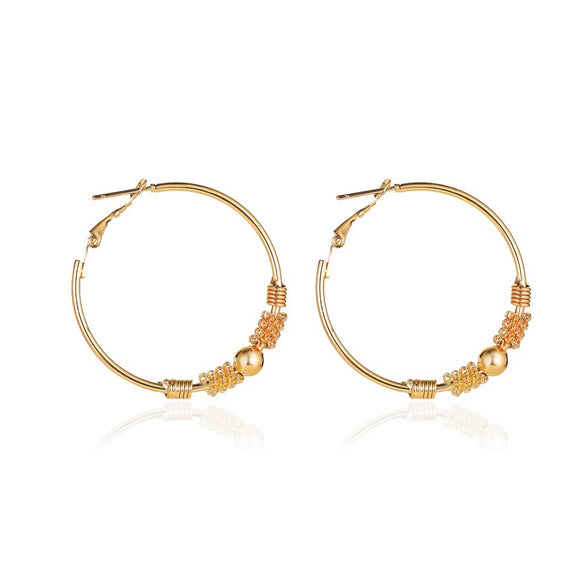 Alloy Geometric Hollow Circle Electroplating Women's Wrapped Beaded Earrings