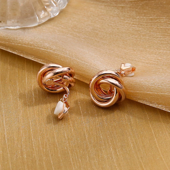 Alloy Geometric Hollow Flower Gold Inlaid Women's Earrings