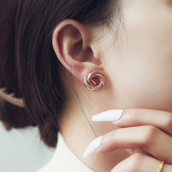 Alloy Geometric Hollow Flower Gold Inlaid Women's Earrings