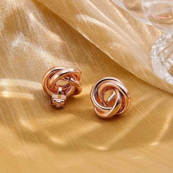 Alloy Geometric Hollow Flower Gold Inlaid Women's Earrings