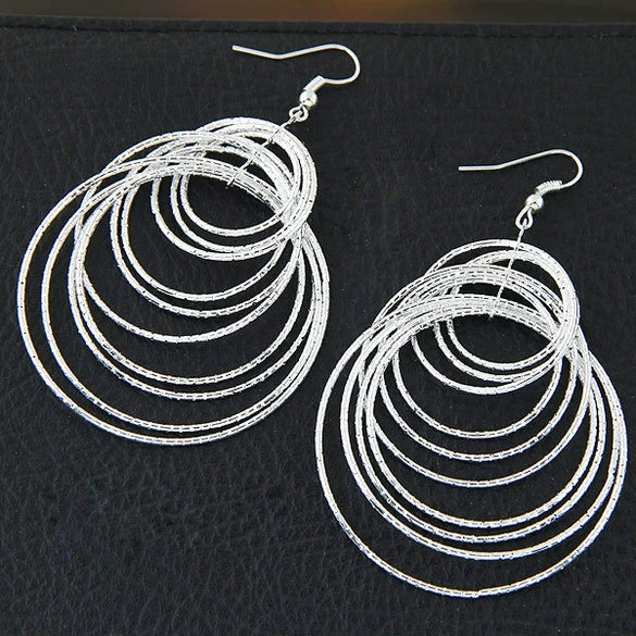 Alloy Geometric Hollow Nine Leaves Earrings Electroplated