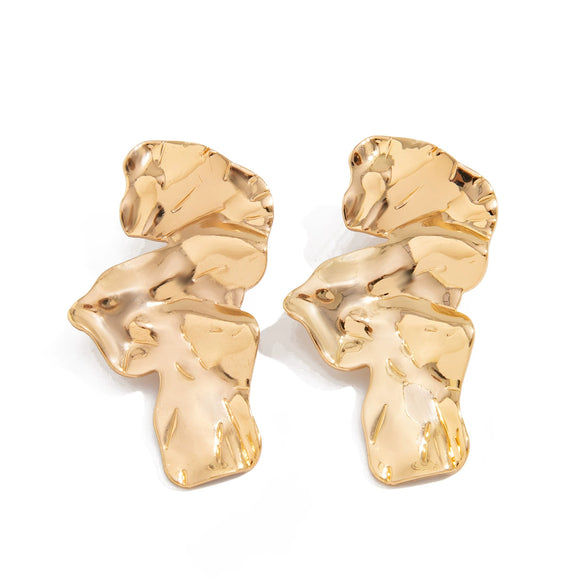Alloy Geometric Hollow Pleated Electroplated Women's Earrings