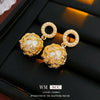 Alloy Geometric Hollow Round Pearl Earrings Electroplated Light Luxury High Sense Women's Factory Wholesale