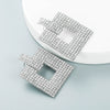 Alloy Geometric Hollow Square Earrings With Colorful Rhinestone Embellishment And Full Crystal Sparkle
