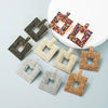 Alloy Geometric Hollow Square Earrings With Colorful Rhinestone Embellishment And Full Crystal Sparkle