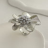 Alloy Geometric Hollow Women's Ring With Flower Pattern And Electroplating Treatment