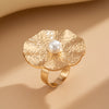 Alloy Geometric Hollow Women's Ring With Flower Pattern And Electroplating Treatment