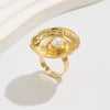 Alloy Geometric Hollow Women's Ring With Flower Pattern And Electroplating Treatment