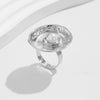 Alloy Geometric Hollow Women's Ring With Flower Pattern And Electroplating Treatment