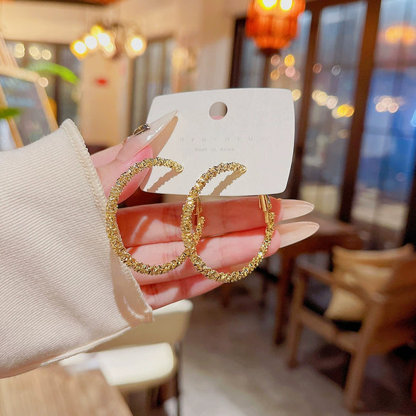Alloy Geometric Hoop Earrings For Women Electroplated Style
