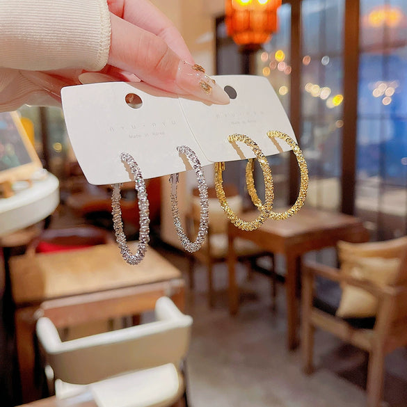 Alloy Geometric Hoop Earrings For Women Electroplated Style