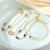 Alloy Geometric Imitation Emerald Diamond Women's Bracelet Four Piece Set