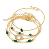 Alloy Geometric Imitation Emerald Diamond Women's Bracelet Four Piece Set