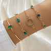 Alloy Geometric Imitation Emerald Diamond Women's Bracelet Four Piece Set