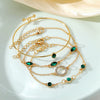 Alloy Geometric Imitation Emerald Diamond Women's Bracelet Four Piece Set
