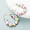 Alloy Geometric Inlaid Color Rhinestone Earrings Fashion Temperament Diamond