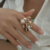 Alloy Geometric Inlaid Retro Palace Style Ladies Ring With Electroplating Treatment