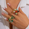 Alloy Geometric Inlaid Retro Palace Style Ladies Ring With Electroplating Treatment