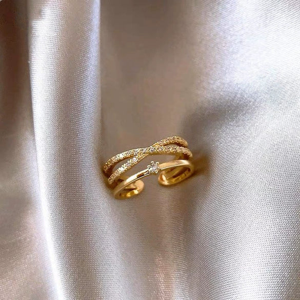 Alloy Geometric Inlaid Zircon Women's Ring Luxury Jewelry