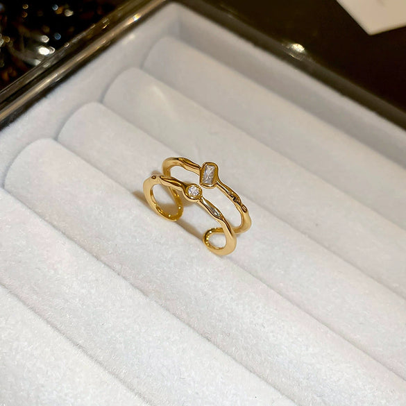 Alloy Geometric Inlaid Zircon Women's Ring Luxury Jewelry