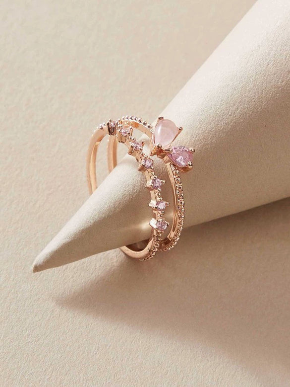 Alloy Geometric Inlaid Zircon Women's Ring Luxury Jewelry