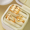 Alloy Geometric Irregular Curved Line Water Drop Ring Set Electroplated Hand Jewelry