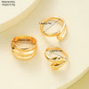 Alloy Geometric Irregular Curved Line Water Drop Ring Set Electroplated Hand Jewelry