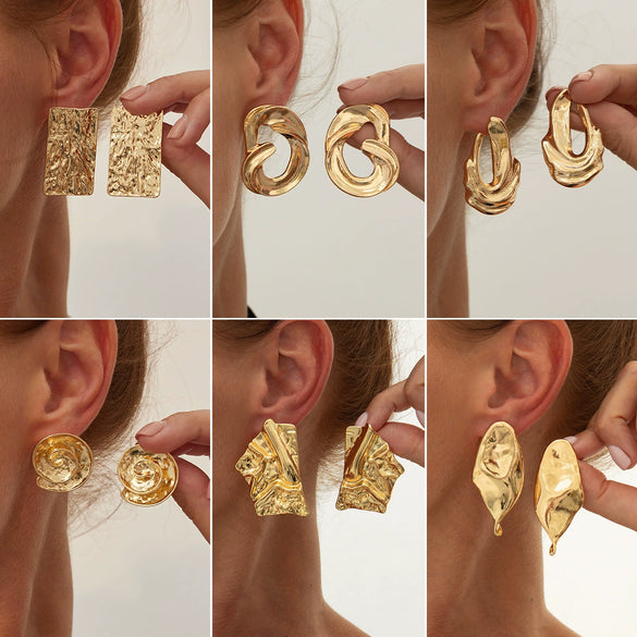Alloy Geometric Irregular Hollow Electroplated Women's Earrings