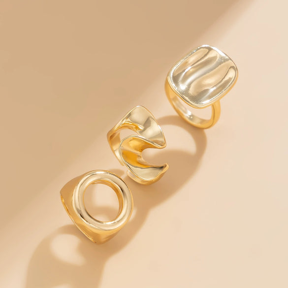 Alloy Geometric Irregular Hollow Square Design Ring For Women With Electroplating