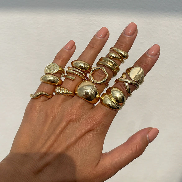 Alloy Geometric Irregular Opening Water Drop Ring Electroplating Women's Fashion Ring