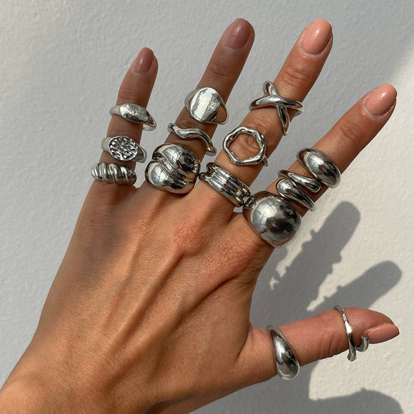 Alloy Geometric Irregular Opening Water Drop Ring Electroplating Women's Fashion Ring