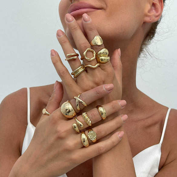 Alloy Geometric Irregular Opening Water Drop Ring Electroplating Women's Fashion Ring