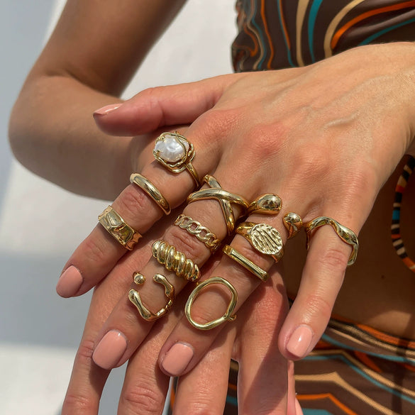 Alloy Geometric Irregular Opening Water Drop Ring Electroplating Women's Fashion Ring